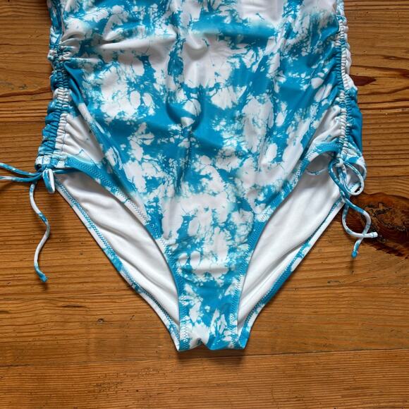 No Boundaries blue white tie dyed cheeky one piece swimsuit SIZE L - Picture 3 of 5